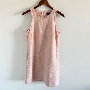 J. Crew Button-Back Shift Midi Dress S Pink 100% Linen